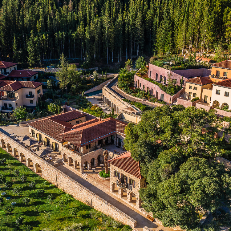 Aerial image of euphoria retreat location in Greece