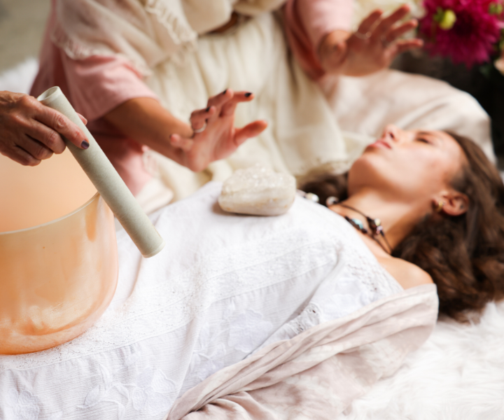 reiki being performed on woman